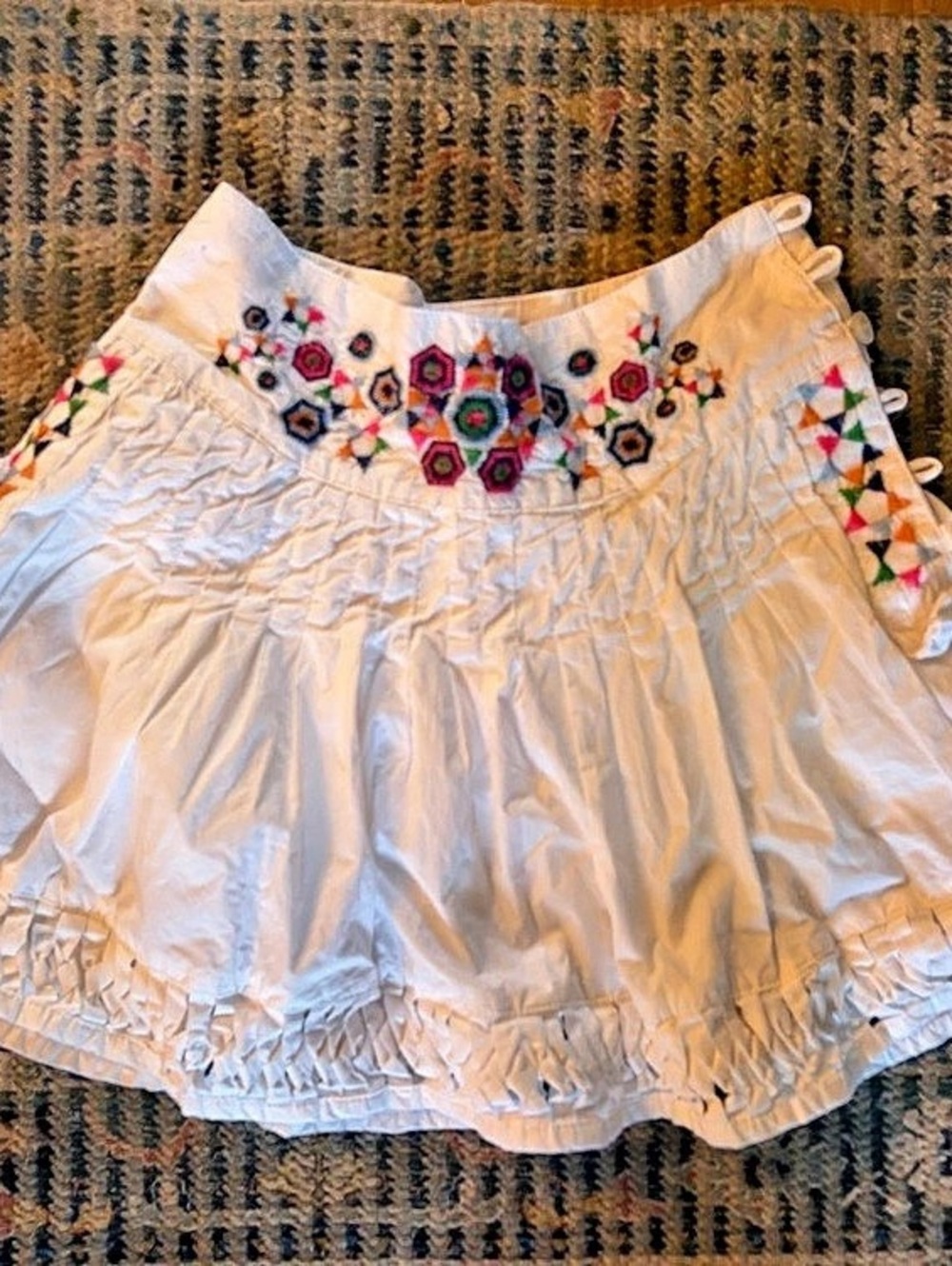 Girls Embroidered Mini Skirt White